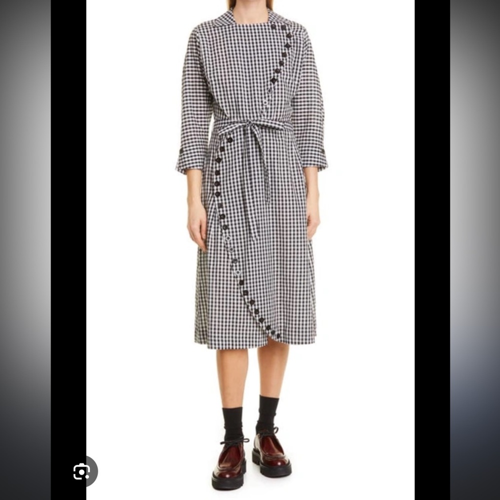 Batsheva Bella Check Shirtdress In‎ Black And White Gingham size 2 midi dress